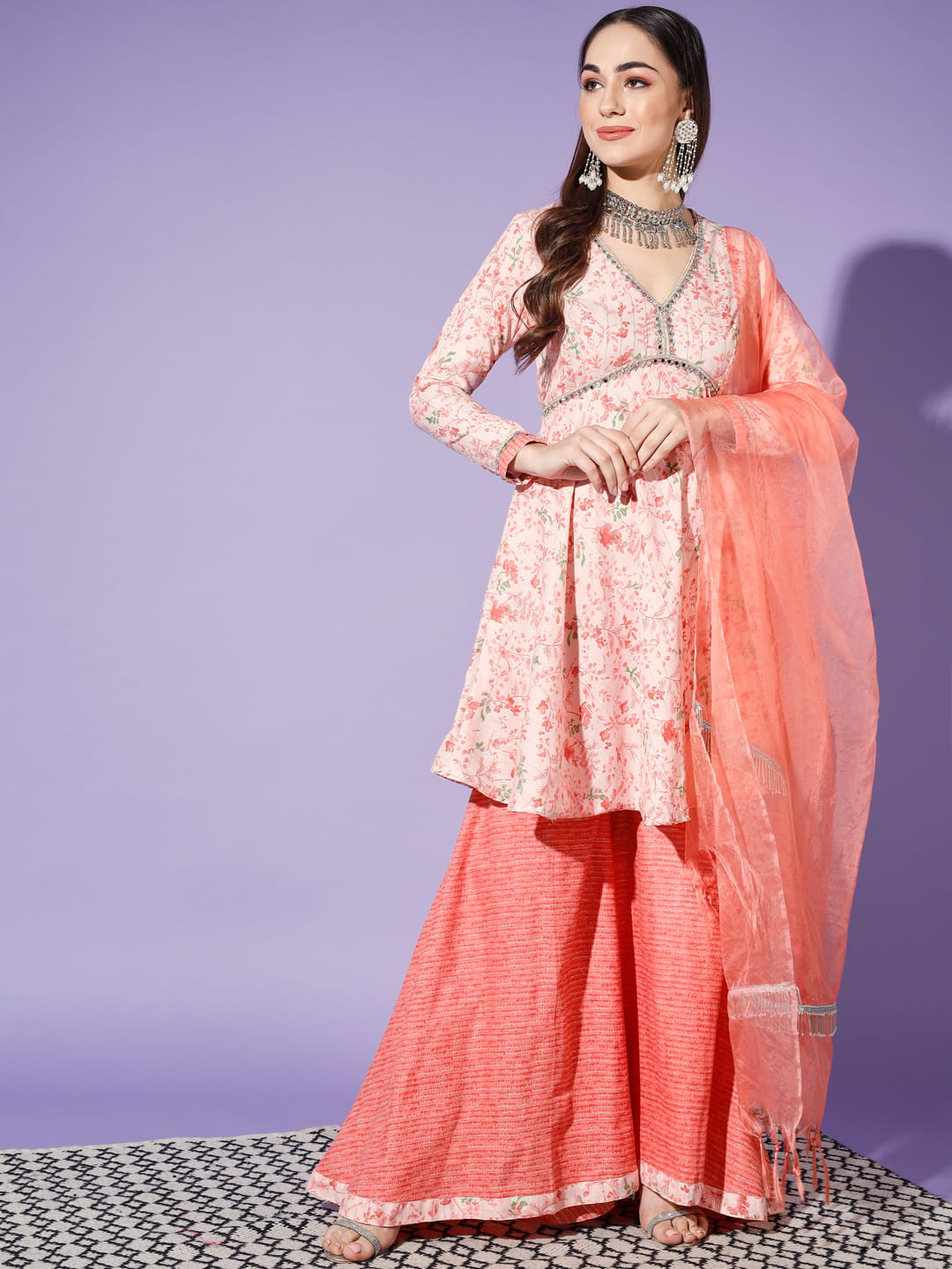 Peachy Perfection: An Orange 3-Piece Suit | Hues of India