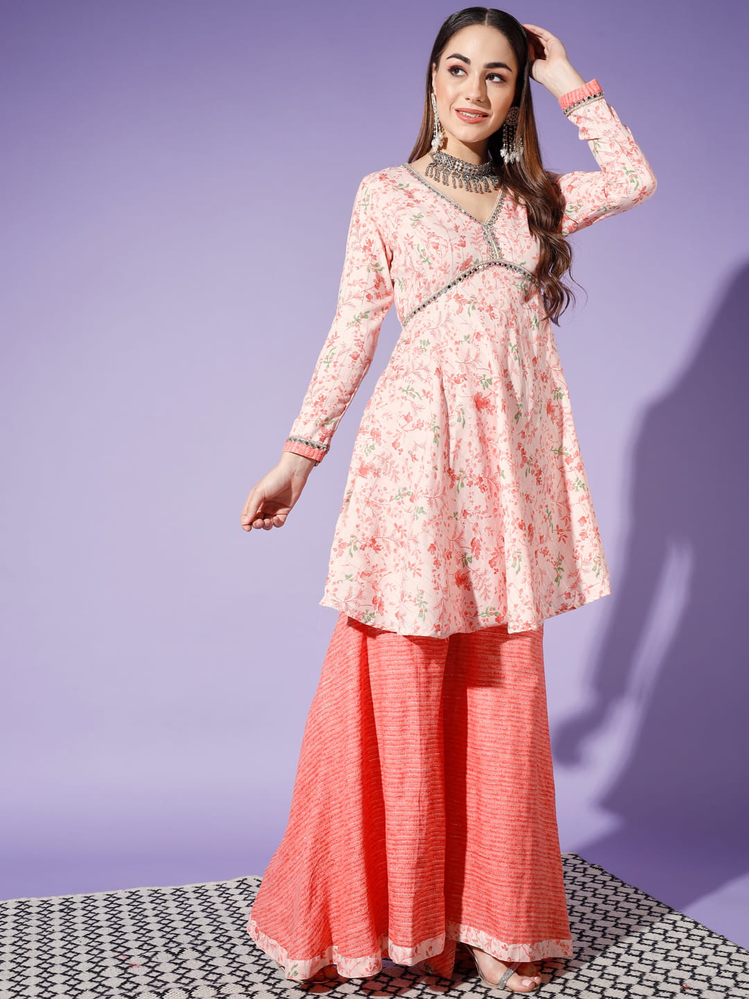 Peachy Perfection: An Orange 3-Piece Suit | Hues of India