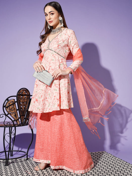 Peachy Perfection: An Orange 3-Piece Suit | Hues of India