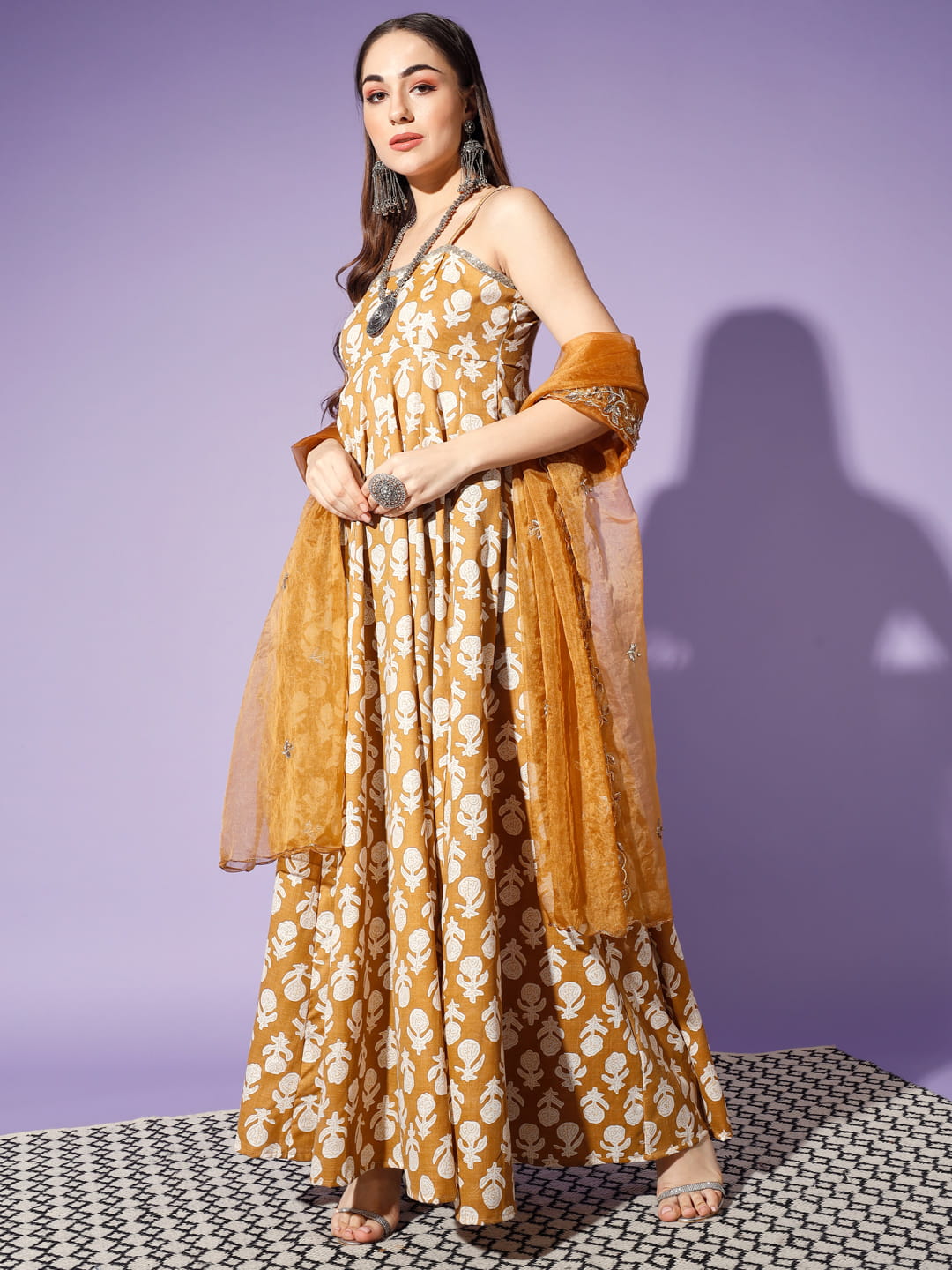 Mustard Magic: A Kurti with Organza Dupatta | Hues of India