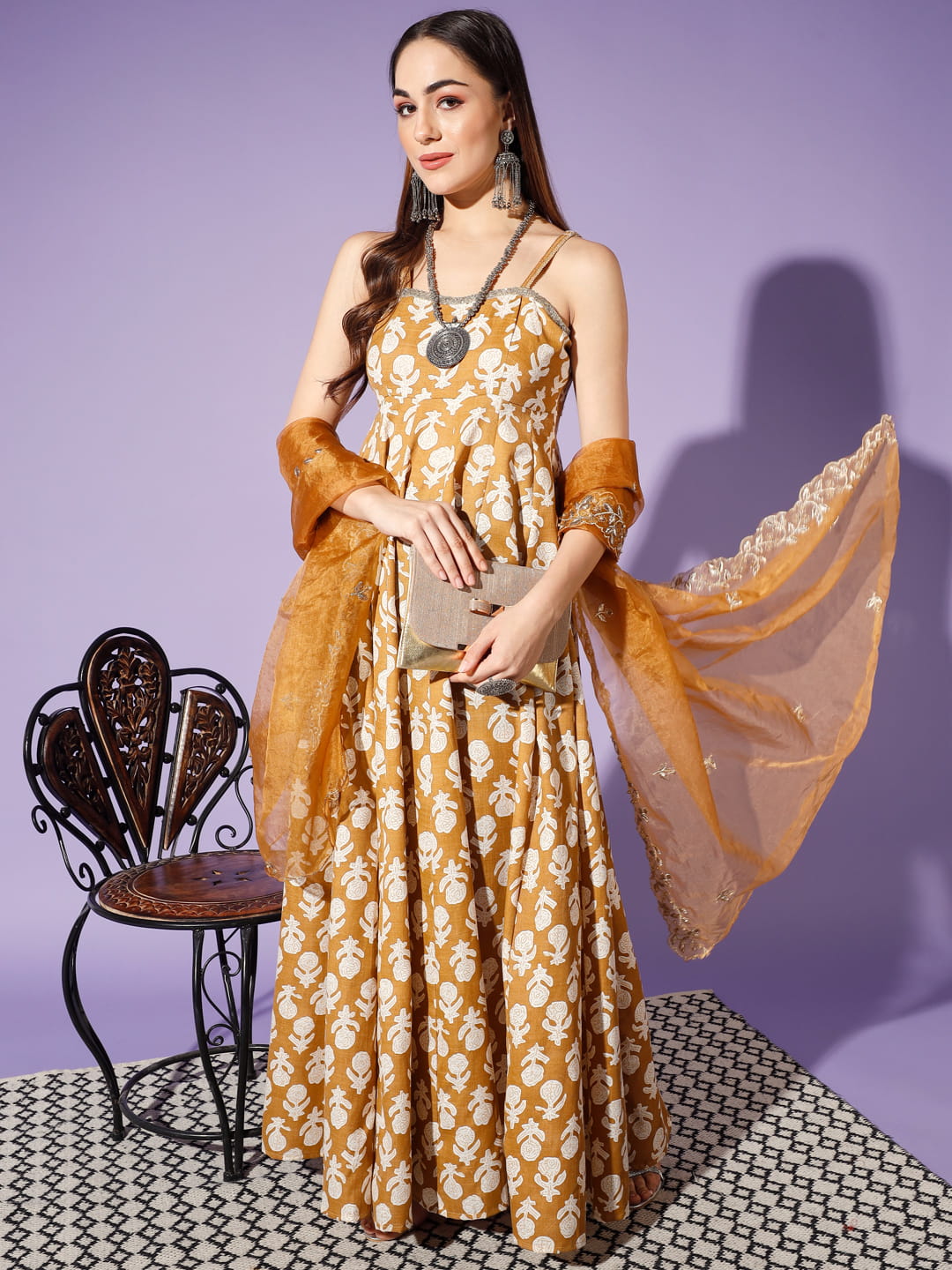 Mustard Magic: A Kurti with Organza Dupatta | Hues of India