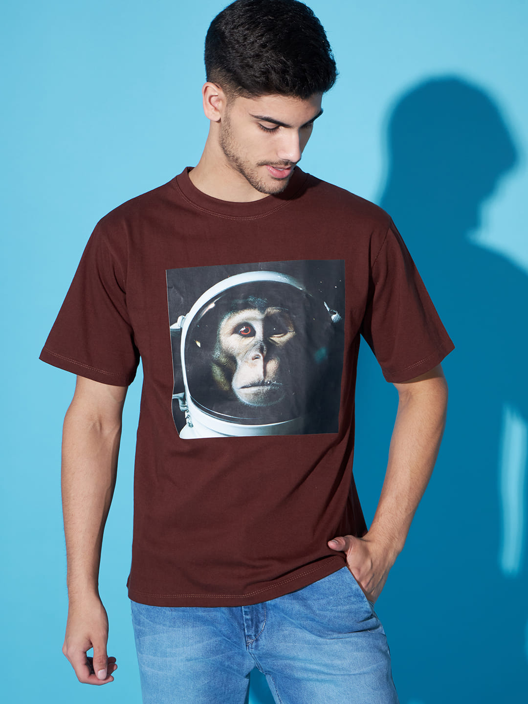Earthly Elegance: Brown Printed T-Shirt