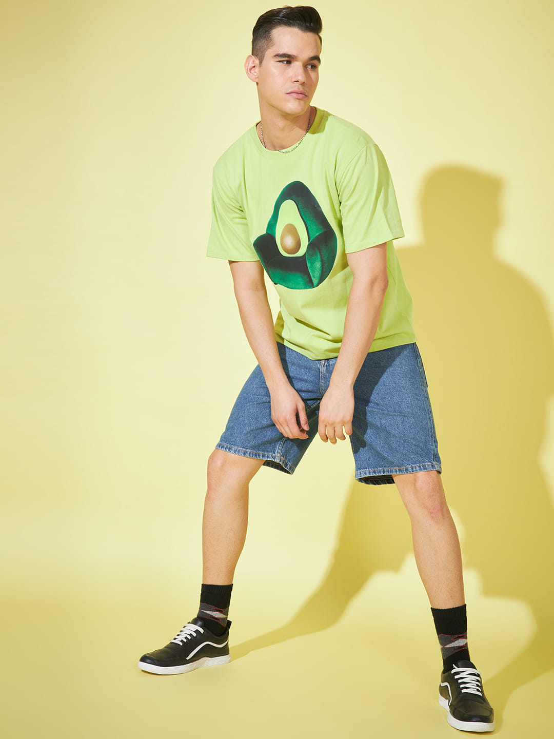 Nature's Canvas: Green Printed Men's Oversized T-Shirt