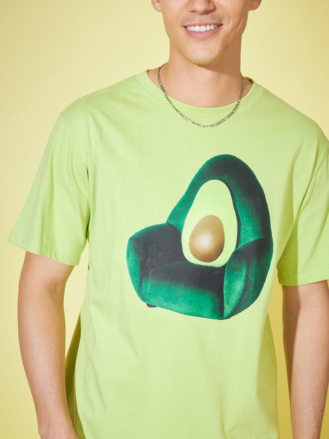 Nature's Canvas: Green Printed Men's Oversized T-Shirt