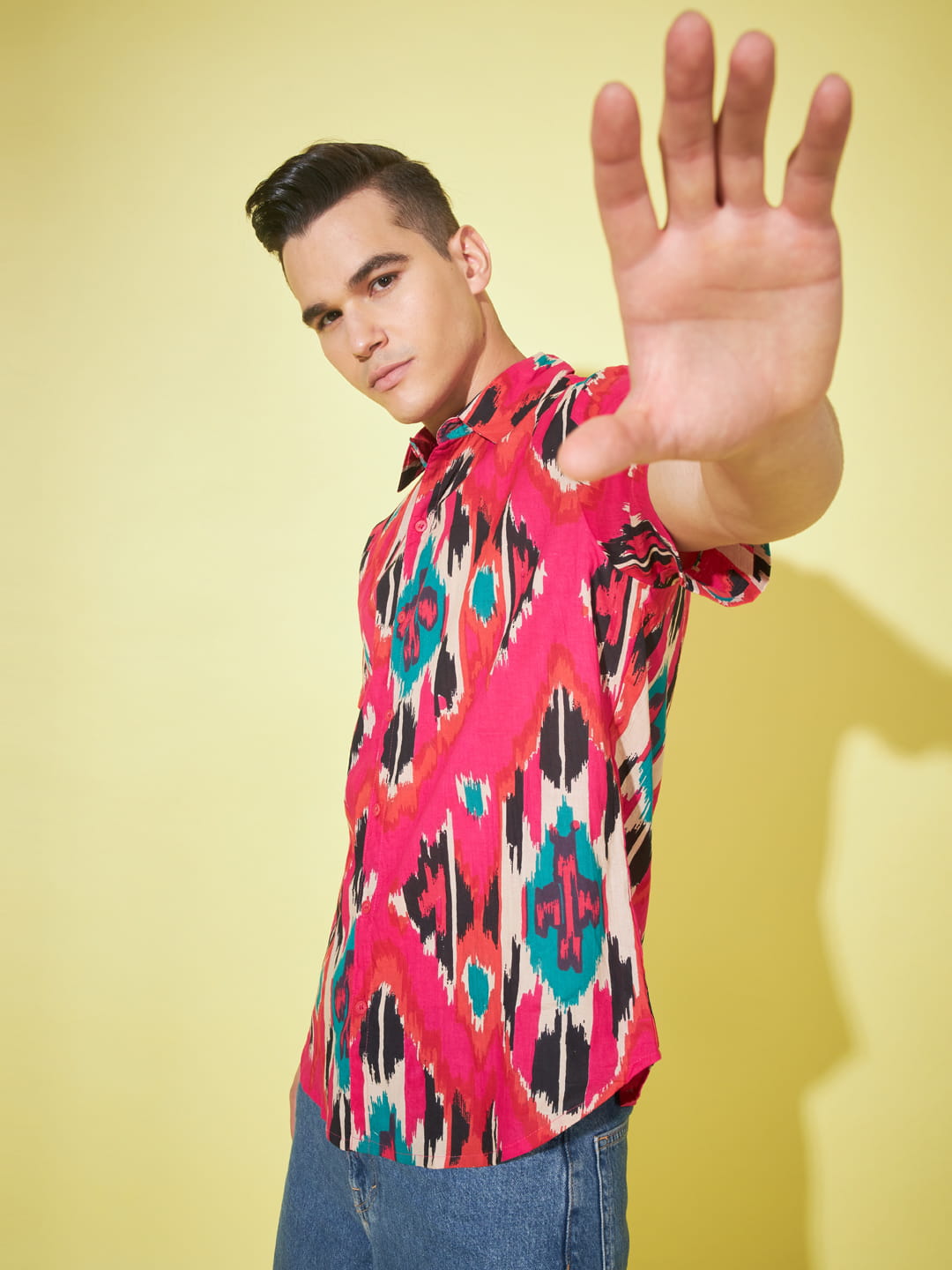 Subtle Charisma: Men's Pink Printed Half Sleeve Shirt