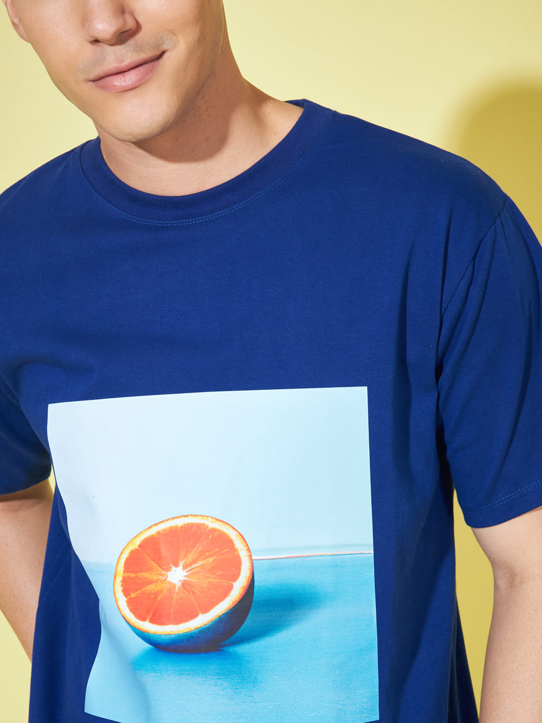 Citrus Splash: Printed Blue T-Shirt