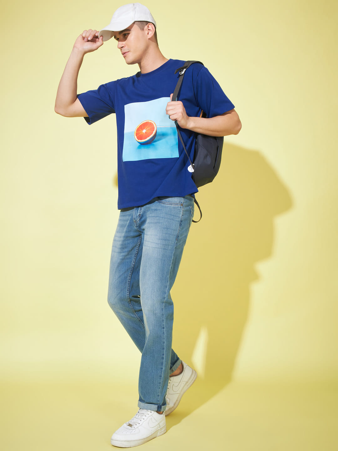 Citrus Splash: Printed Blue T-Shirt