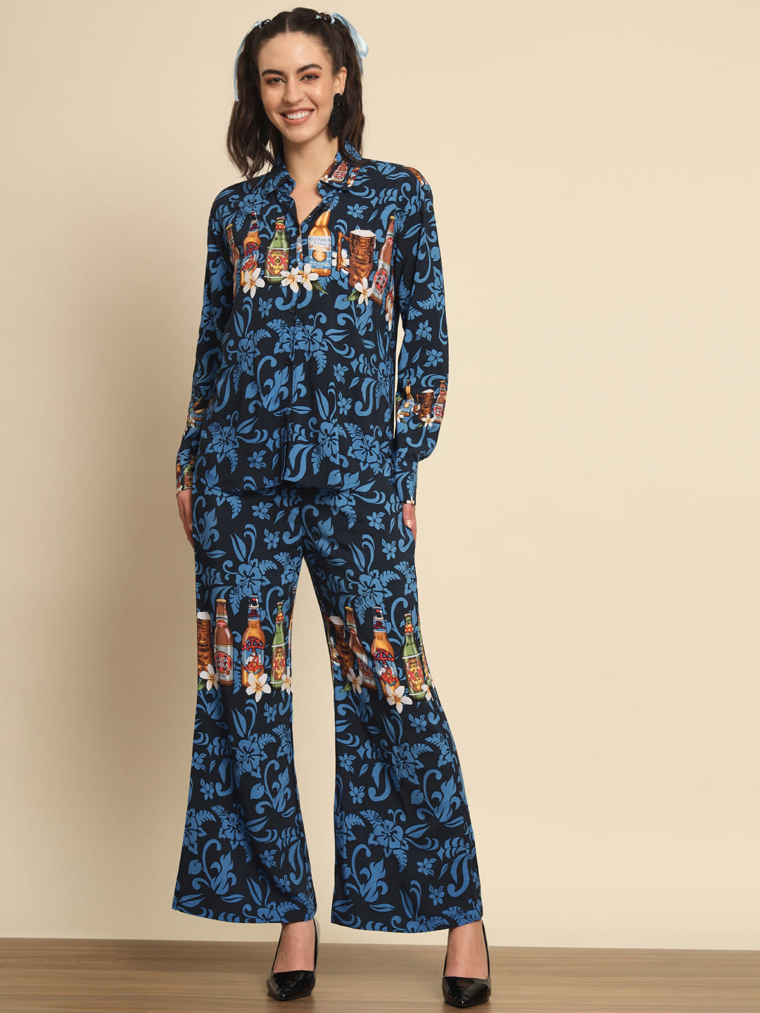 Azure Whispers: A Blue Printed Coord Set | Hues of India