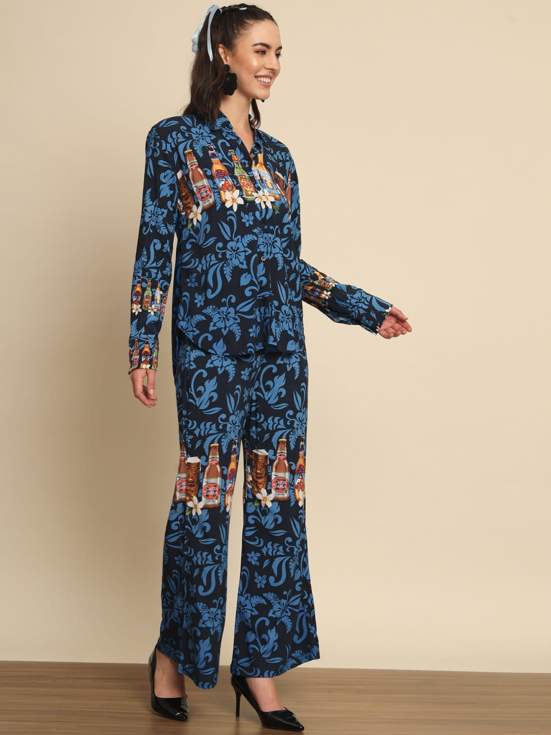 Azure Whispers: A Blue Printed Coord Set | Hues of India