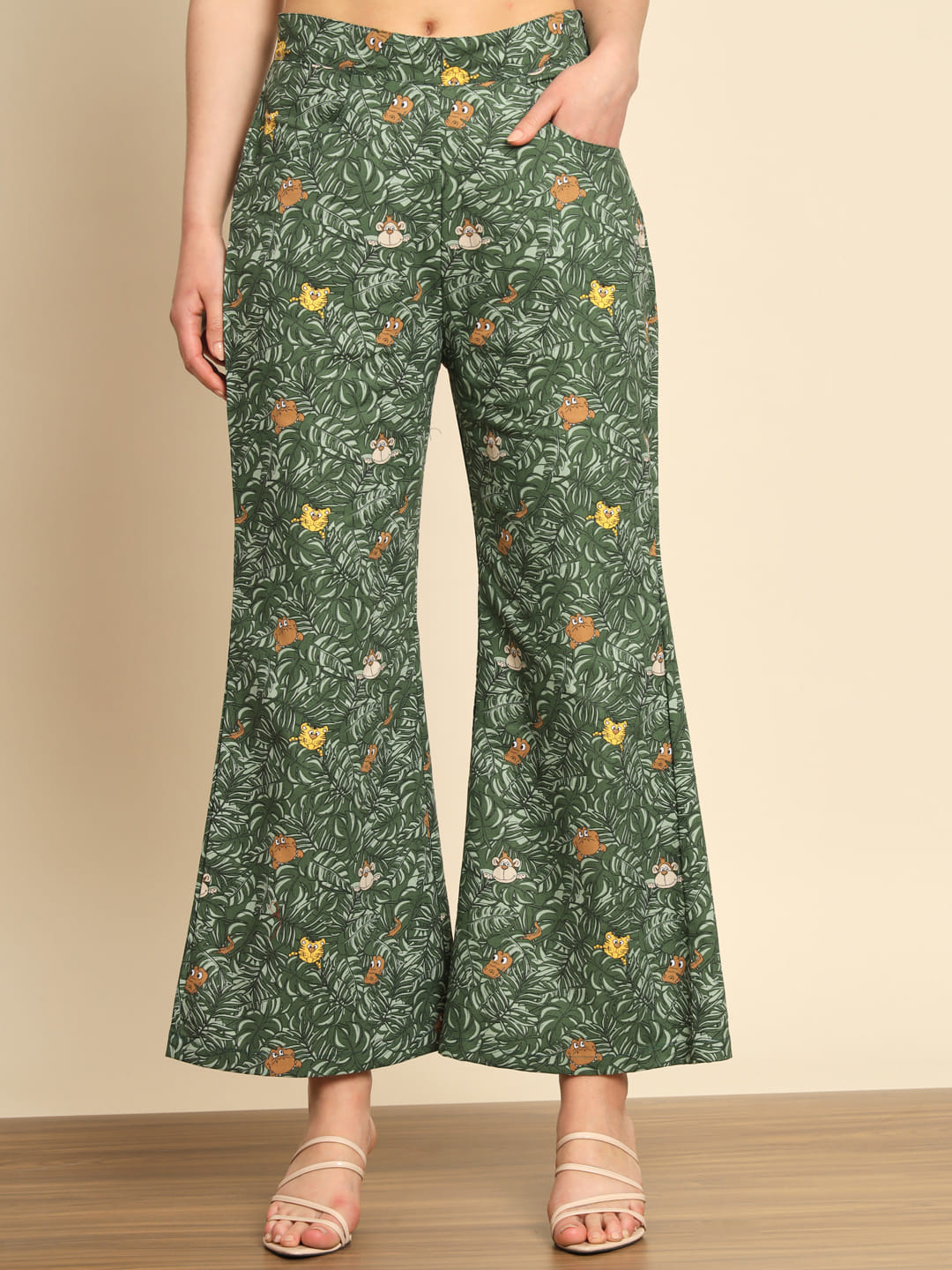 Verdant Melodies: A Green Printed Denim Coord Set | Hues of India
