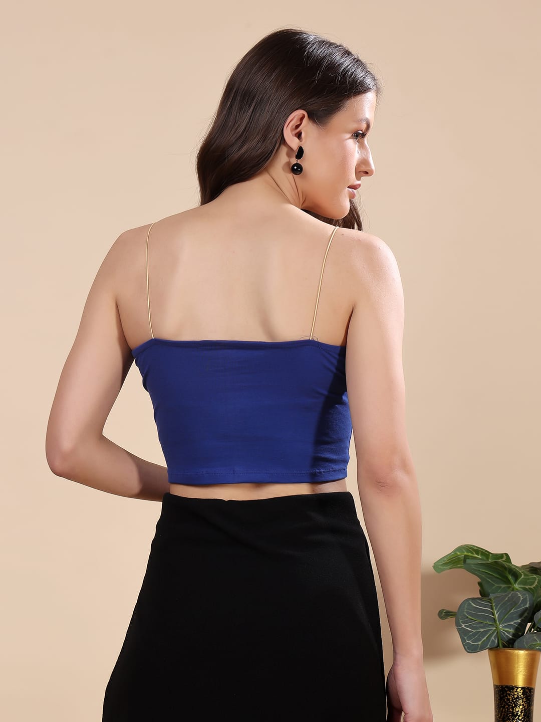 Cation Women Shoulder Straps Cotton Tank Crop Top