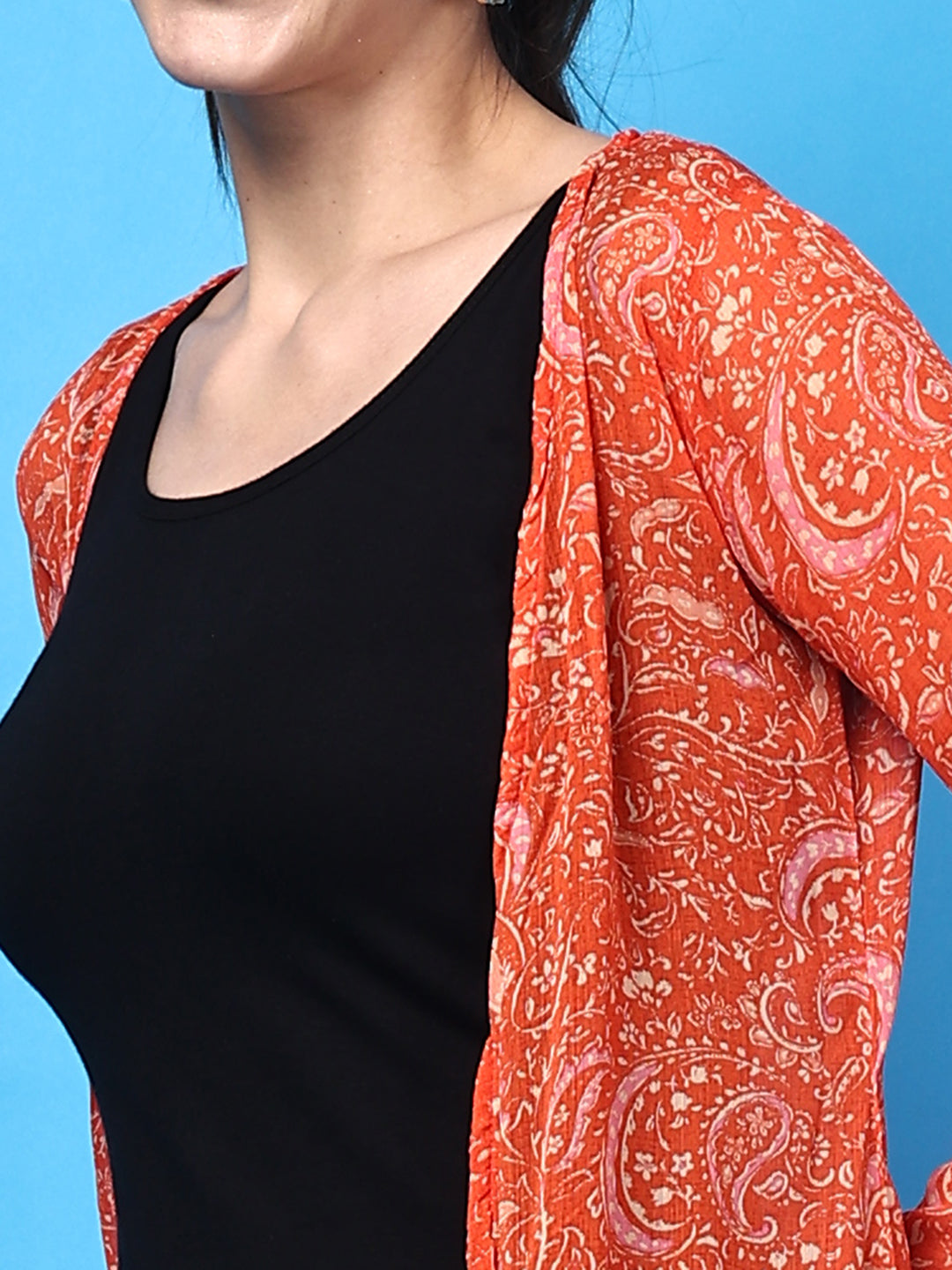 Tangerine Bloom Chiffon Shrug