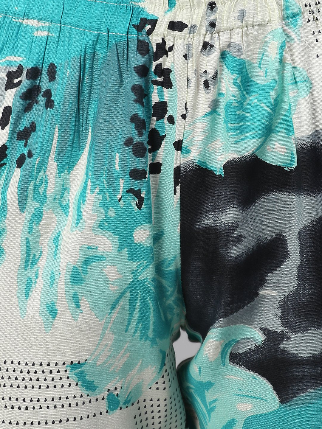 Cation White Blue Printed Night Suit