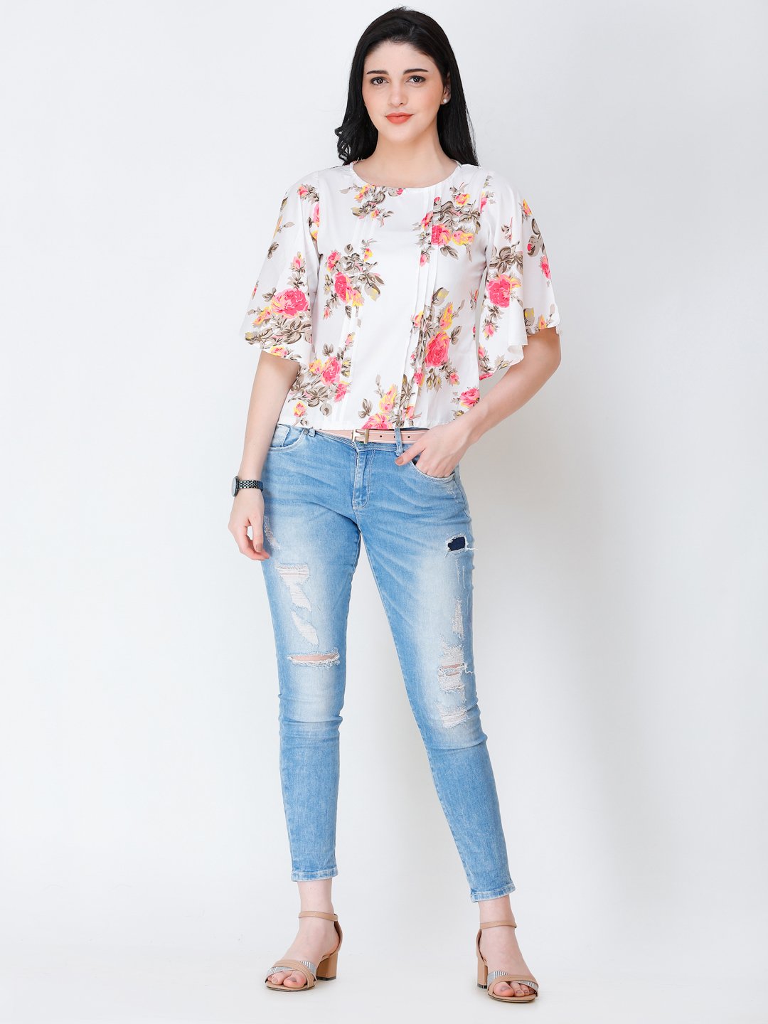 SCORPIUS floral print top