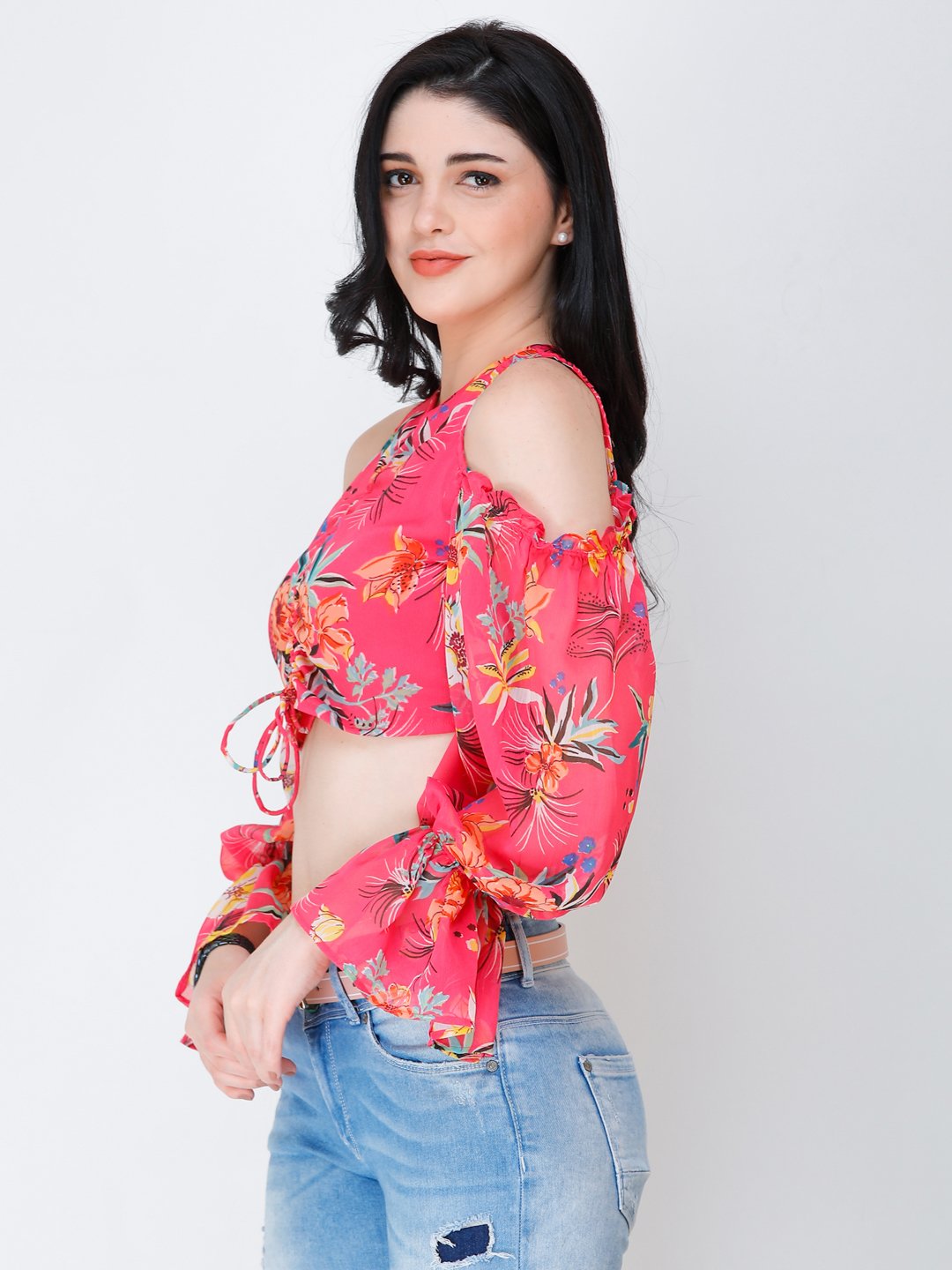 SCORPIUS Pink printed crop top