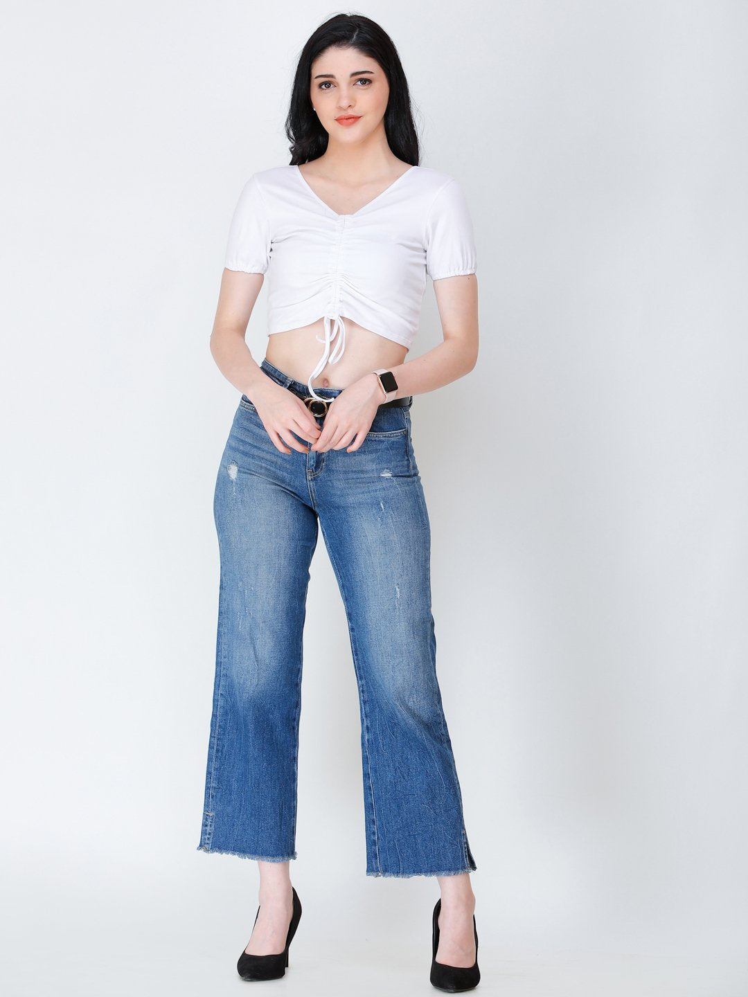SCORPIUS White styled front crop top
