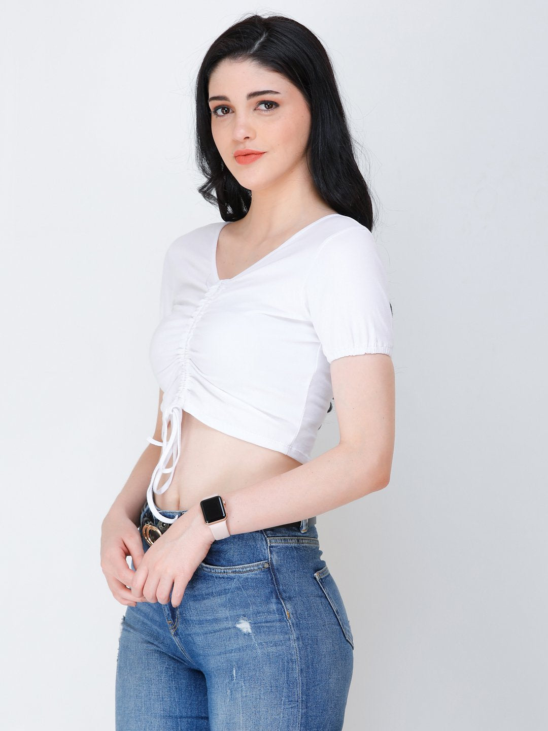 SCORPIUS White styled front crop top