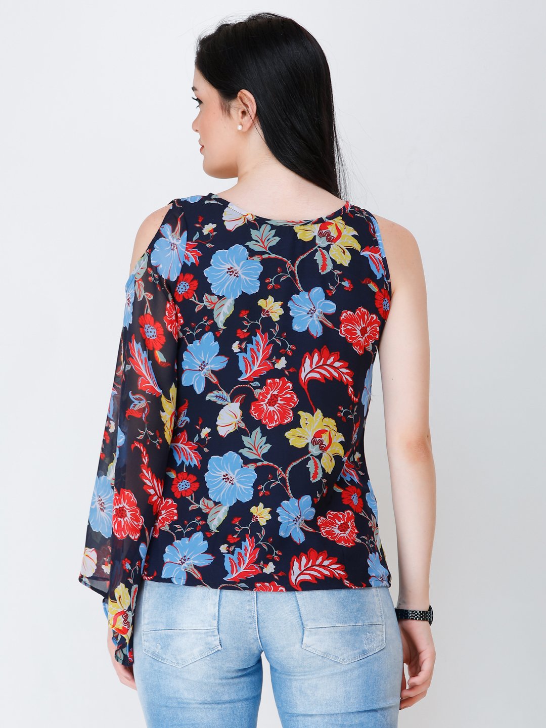 SCORPIUS one shoulder floral top