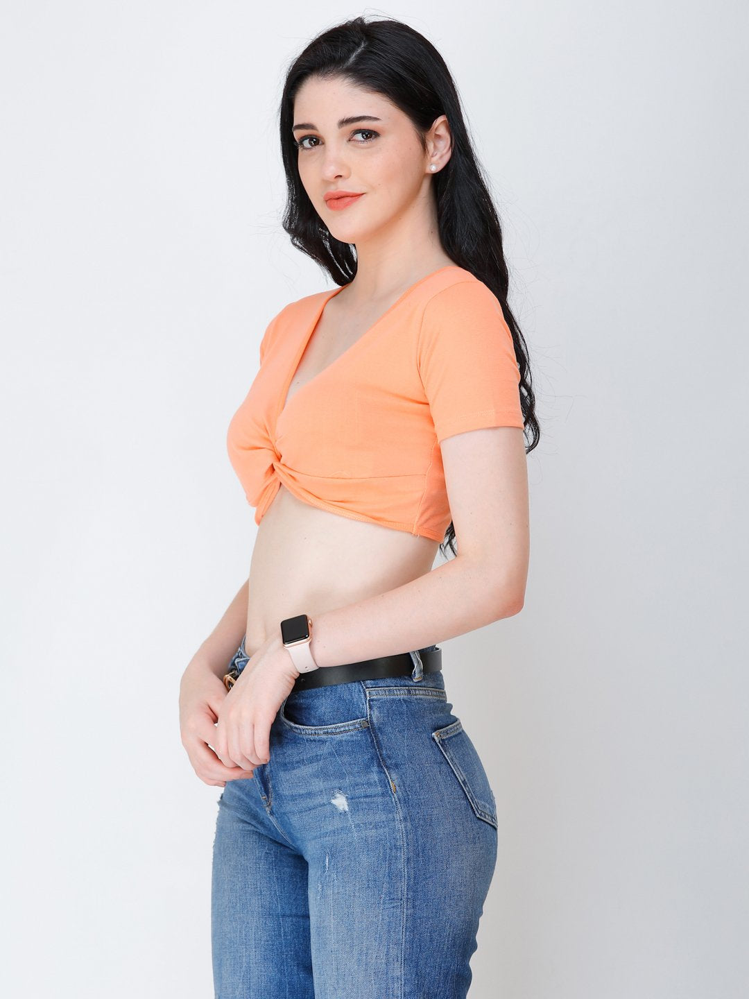SCORPIUS orange knotted crop top
