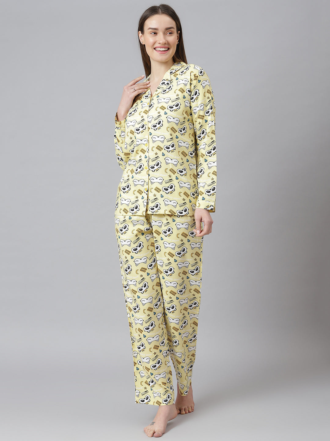 Cation Yellow Printed Night Suit