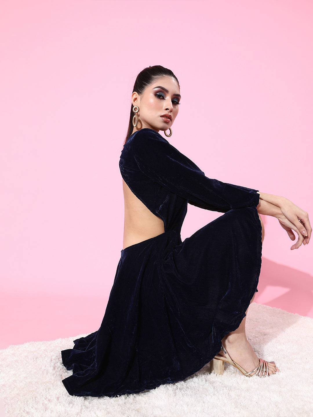 SCORPIUS Velvet Backless Navy Dress Cation Clothing SCORPIUS Velvet Backless Navy Dress Cation Clothing