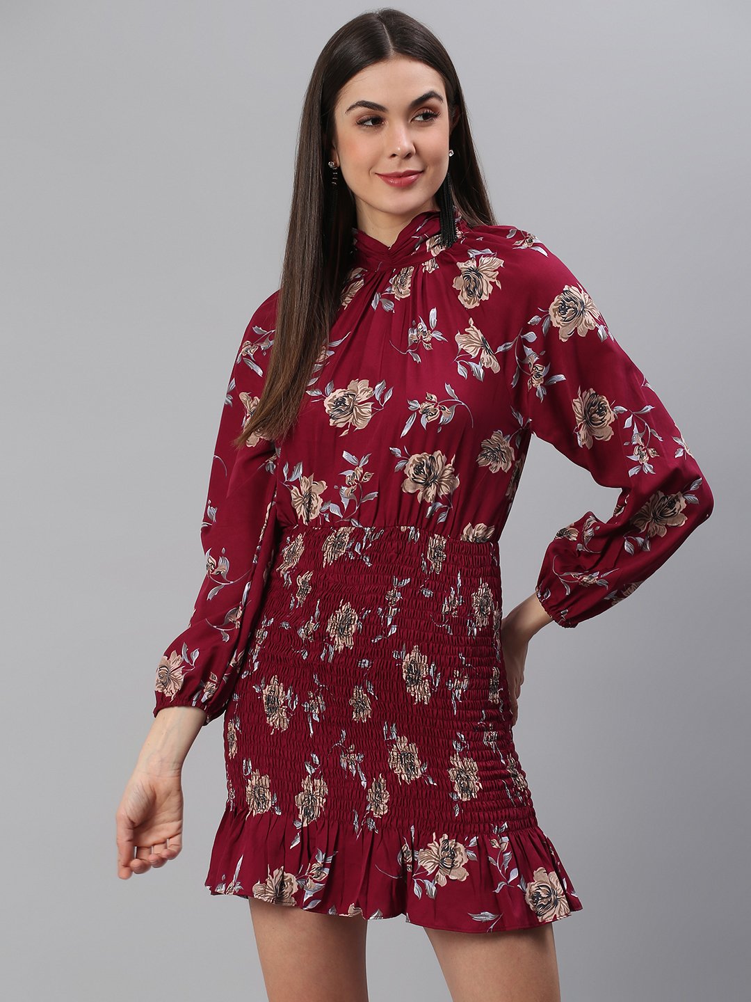 Floral Maroon Dress