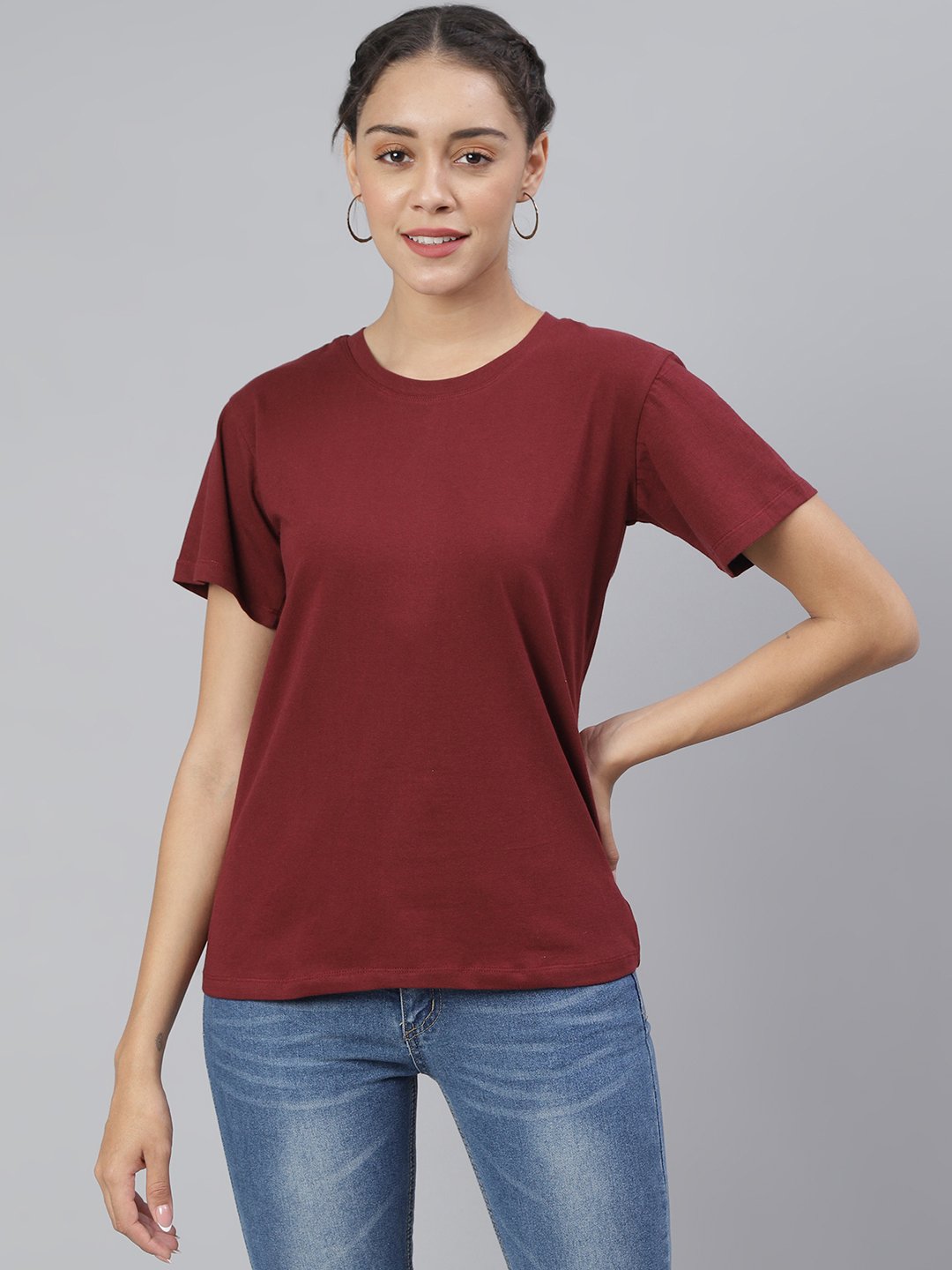 SCORPIUS Maroon Loose Fit Tshirt