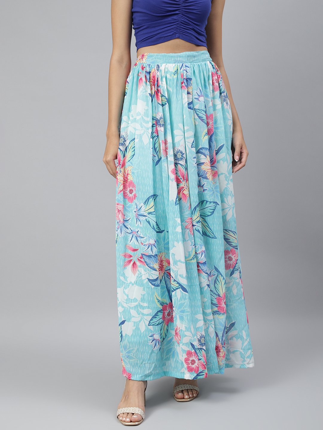 SCORPIUS Blue print long skirt