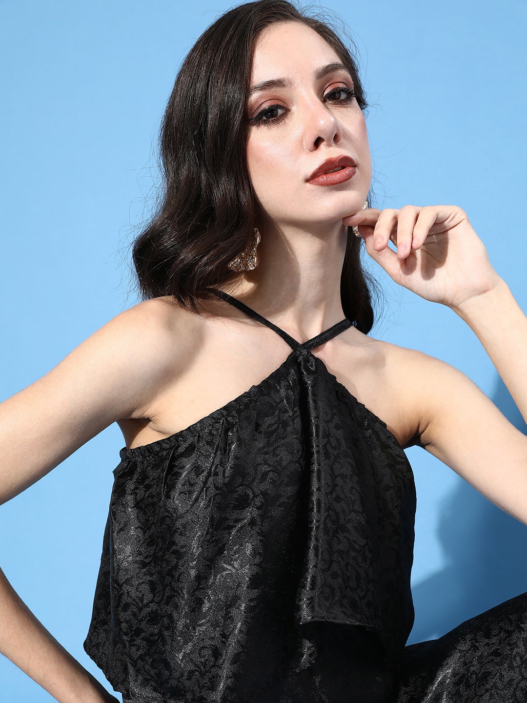 Cation Black Jaquard Jumpsuit