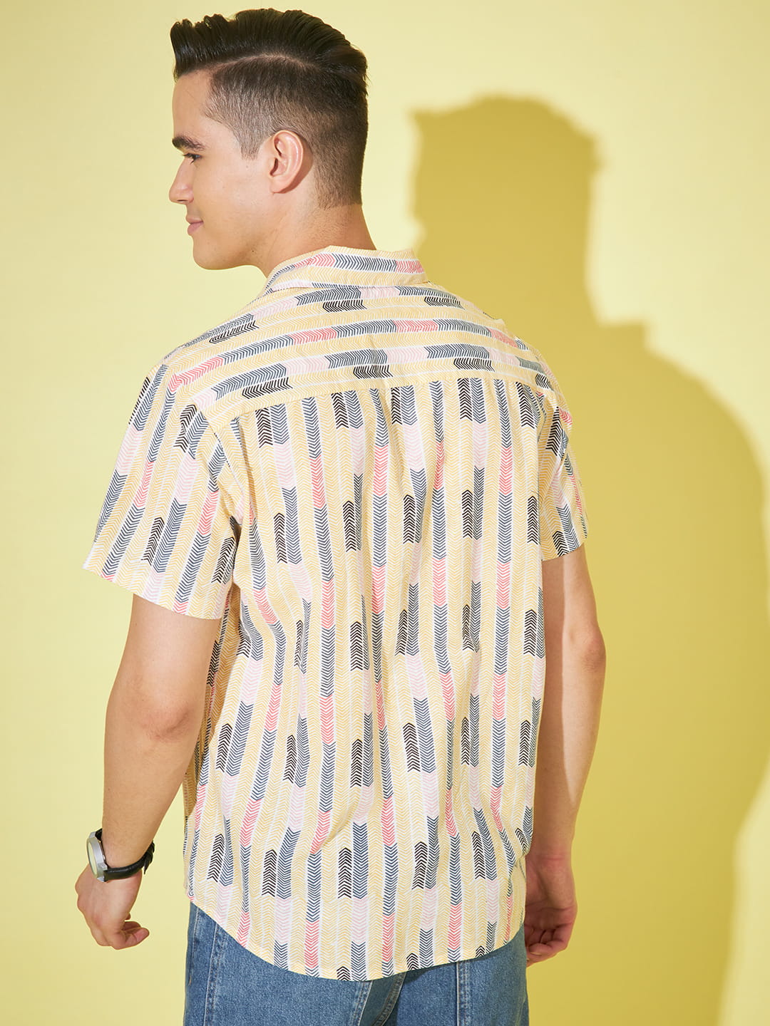 Kaleidoscope Whispers: Off-White Base Multicolor Printed Shirt