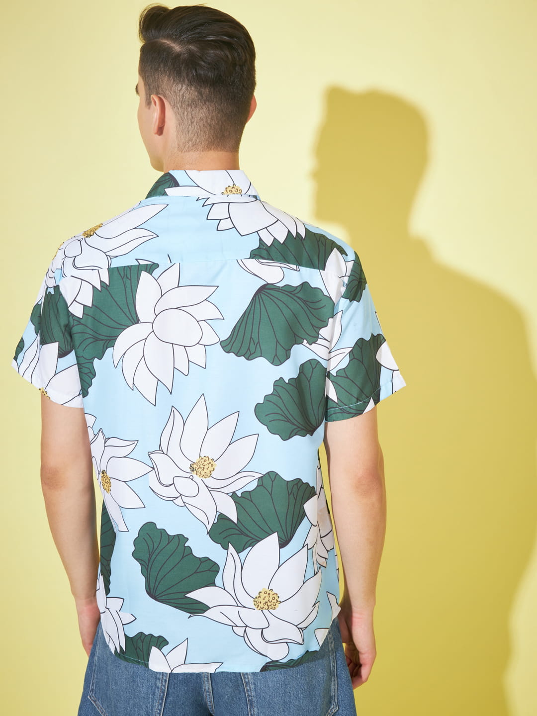 Heavenly Blooms: Sky Blue Floral Print Shirt