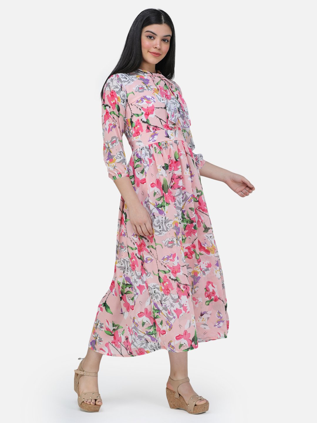 SCORPIUS PINK printed Midi dress