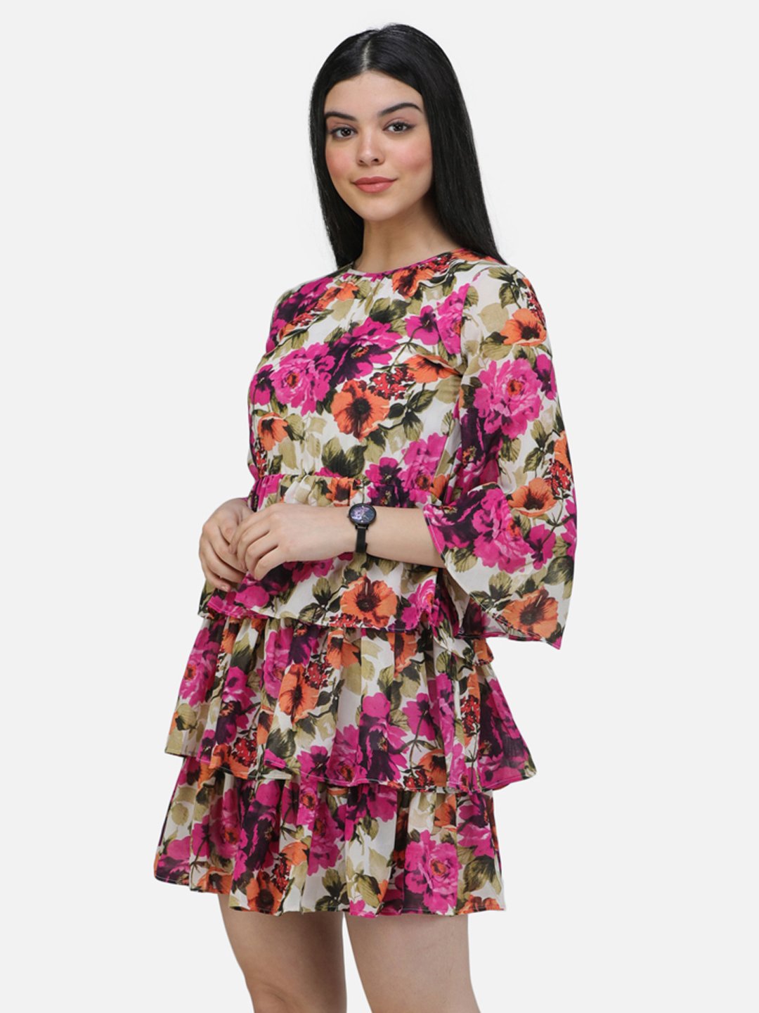 SCORPIUS Printed Floral full sleeve Knee length Dress