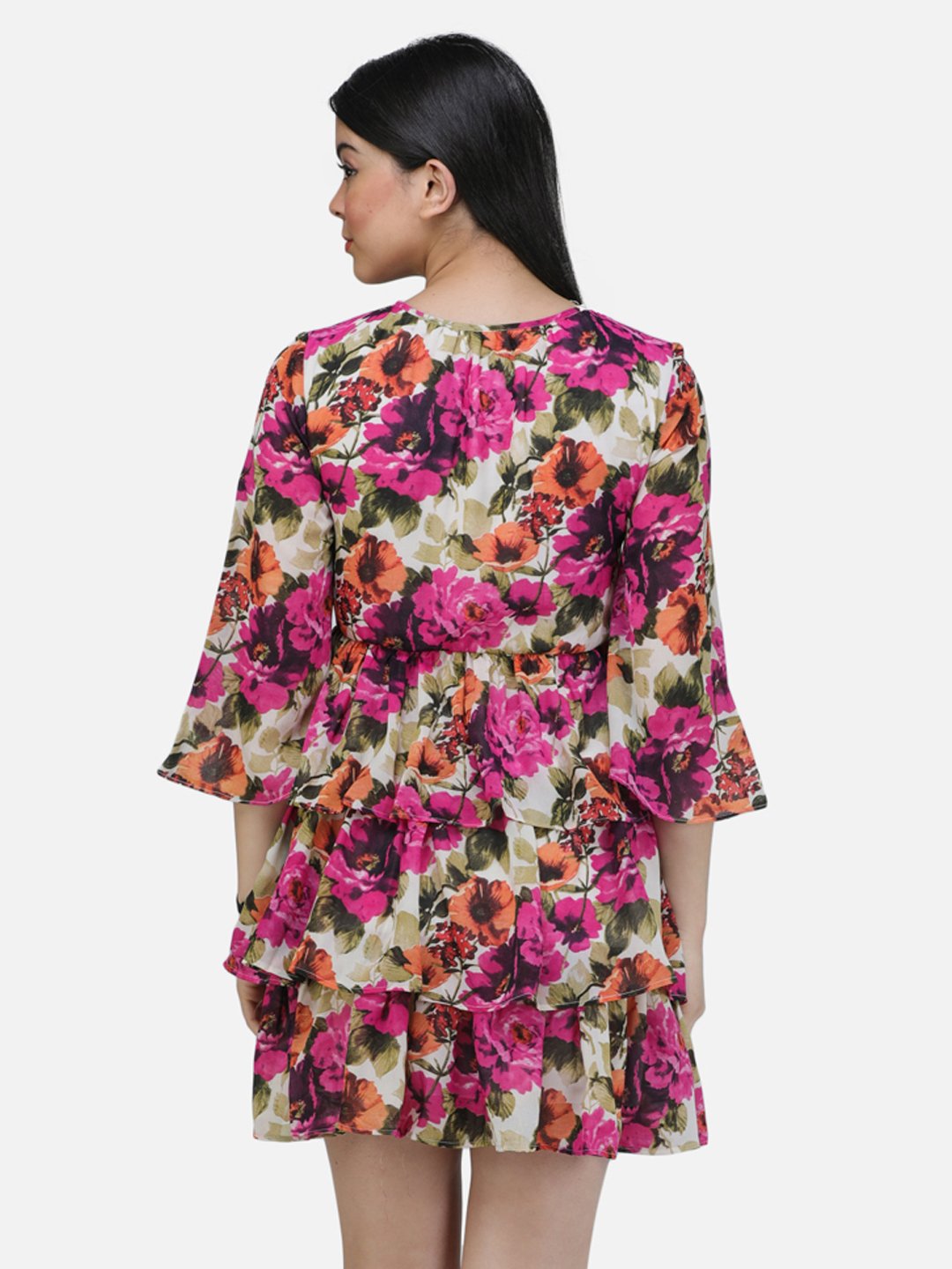 SCORPIUS Printed Floral full sleeve Knee length Dress