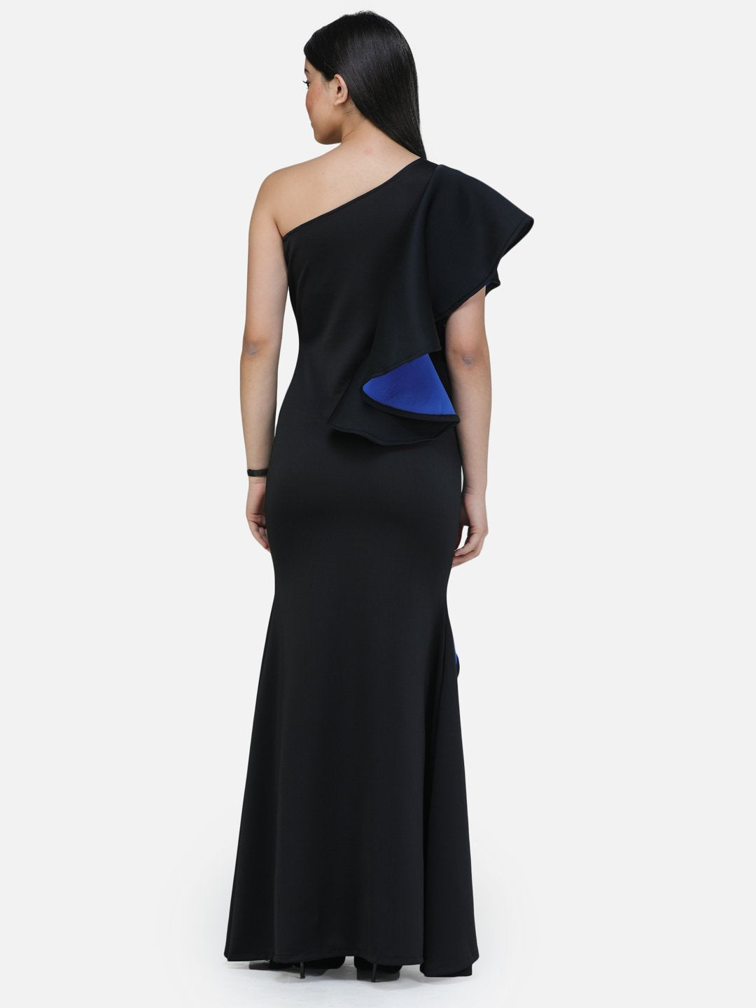 SCORPIUS One shoulder black cocktail dress