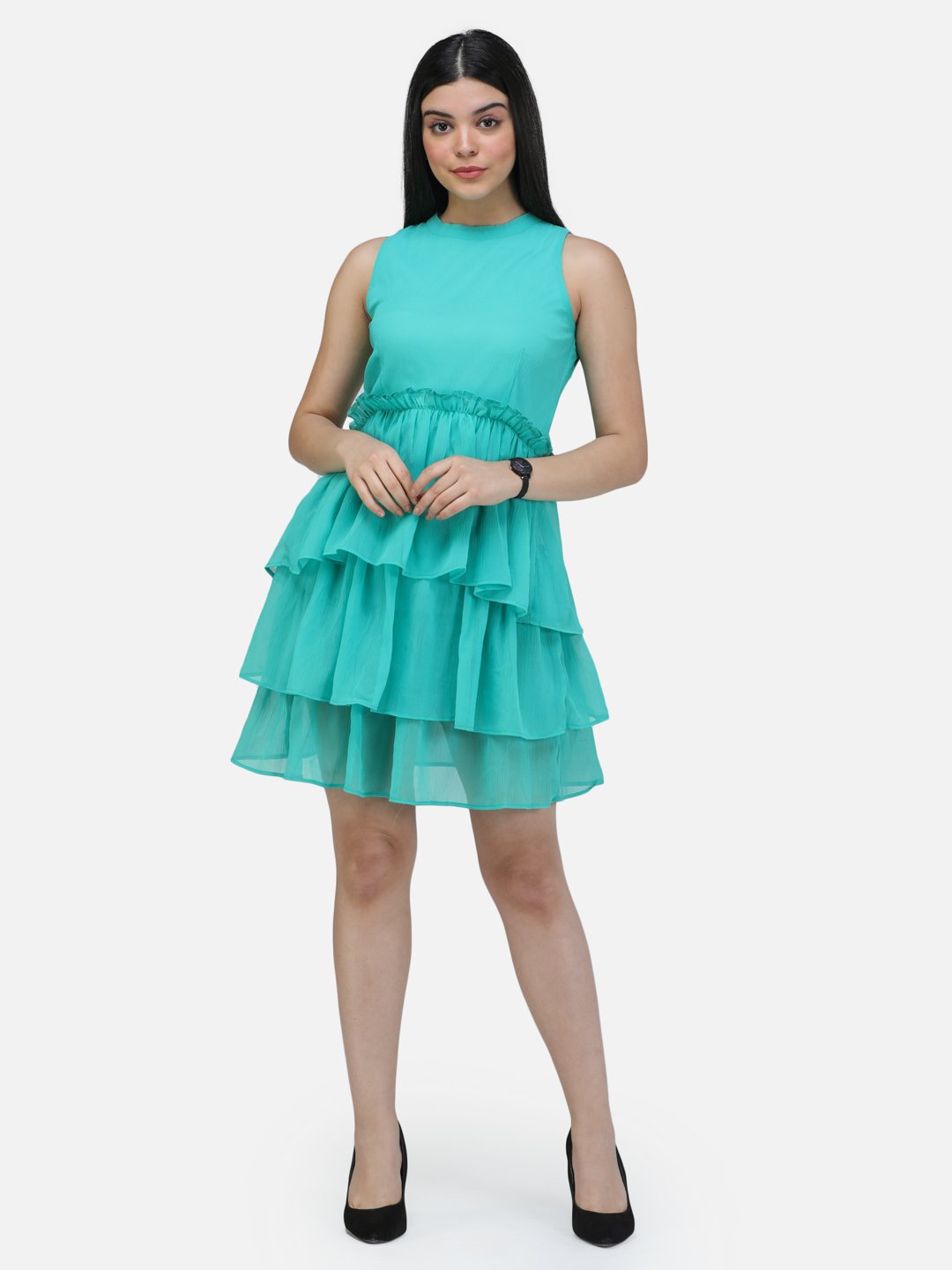 SCORPIUS Cutsleeve Frilled Dress