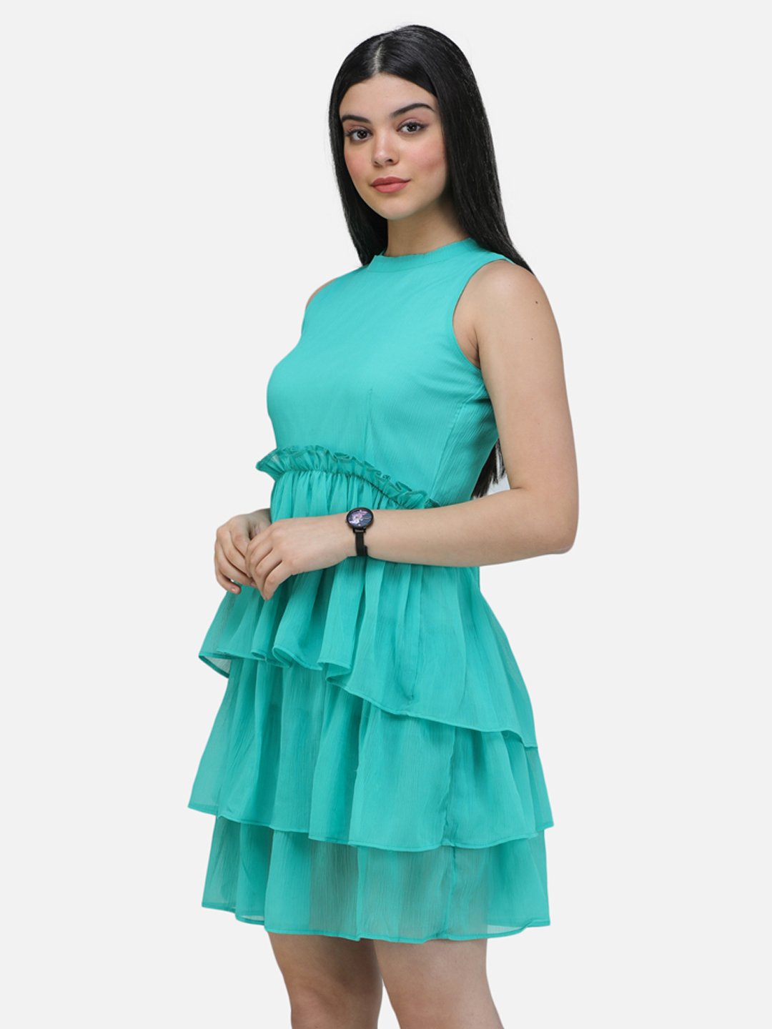SCORPIUS Cutsleeve Frilled Dress