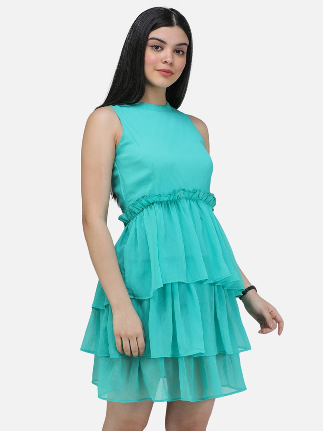 SCORPIUS Cutsleeve Frilled Dress