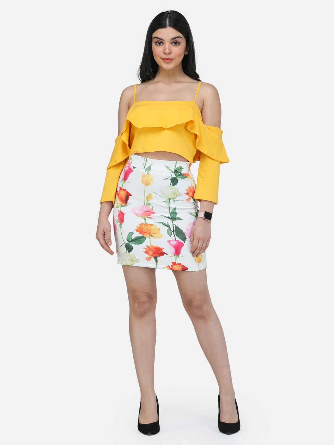 SCORPIUS YELLOW STRAPY CROP TOP