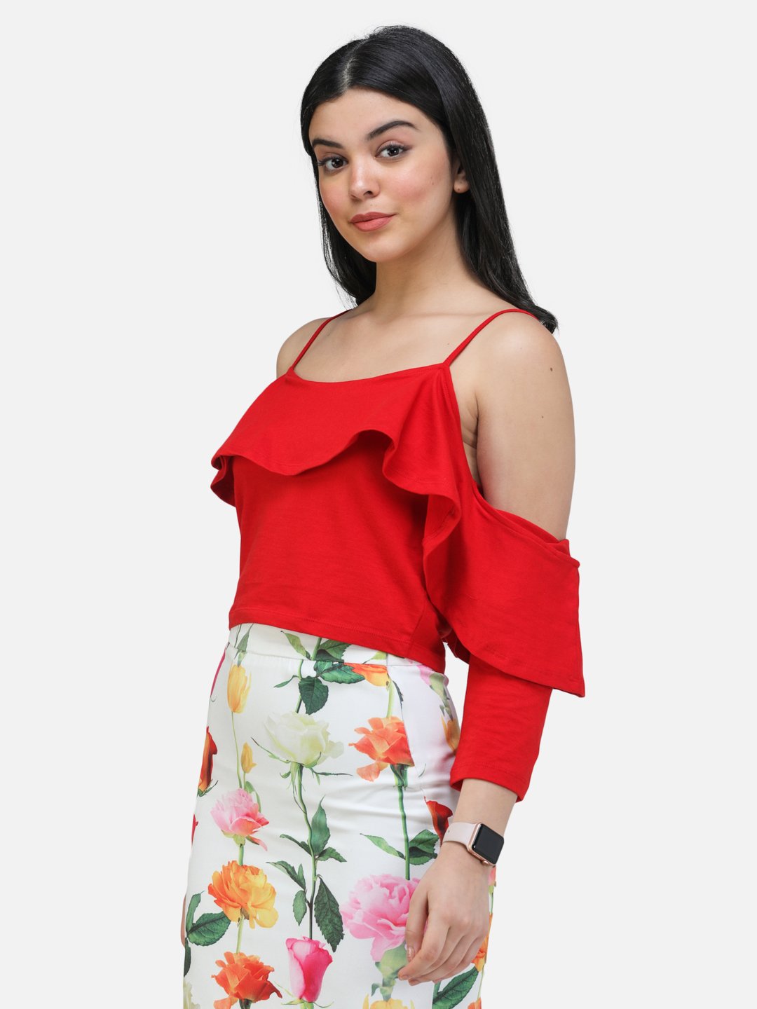 SCORPIUS RED STRAPY CROP TOP