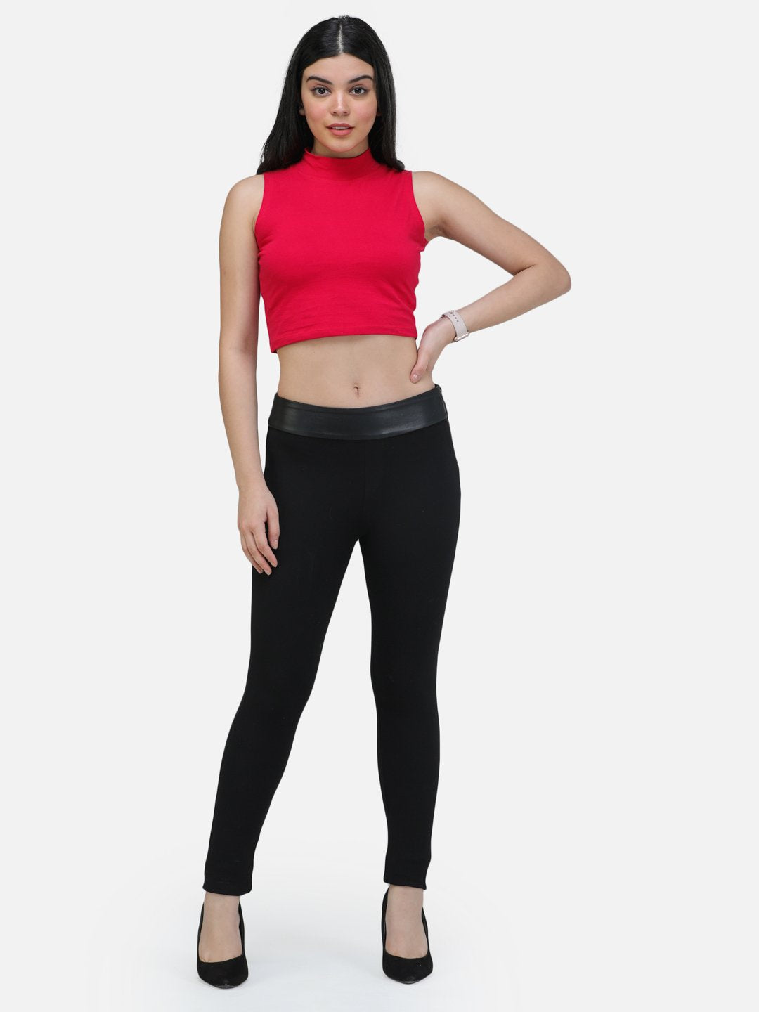 SCORPIUS MAGENTA CUT SLEEVE CROP TOP