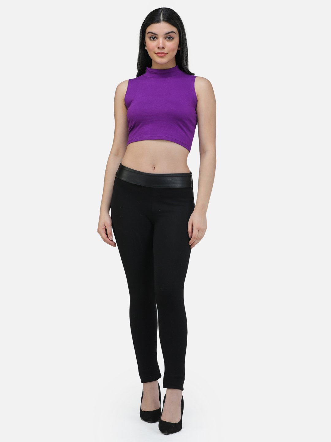 SCORPIUS PURPLE CUT SLEEVE CROP TOP