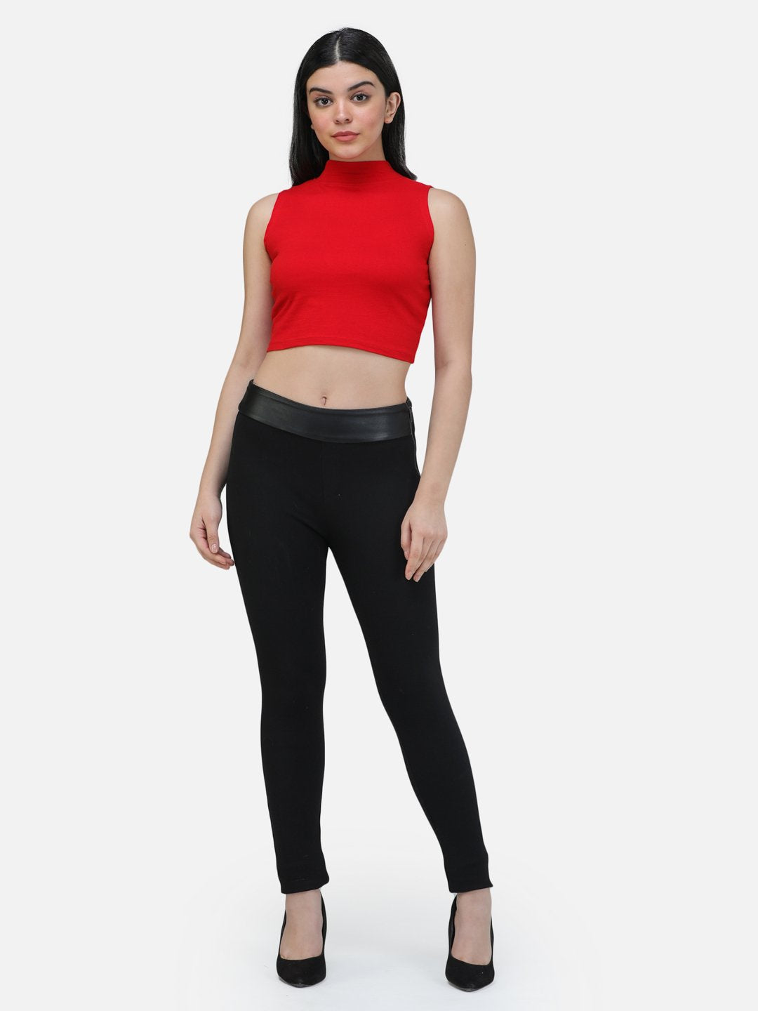 SCORPIUS RED CUT SLEEVE CROP TOP