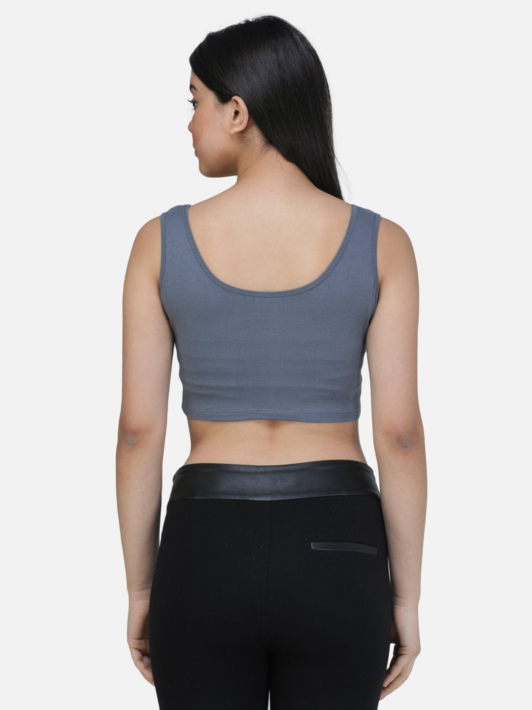 SCORPIUS GREY CUTSLEEVE CROP TOP