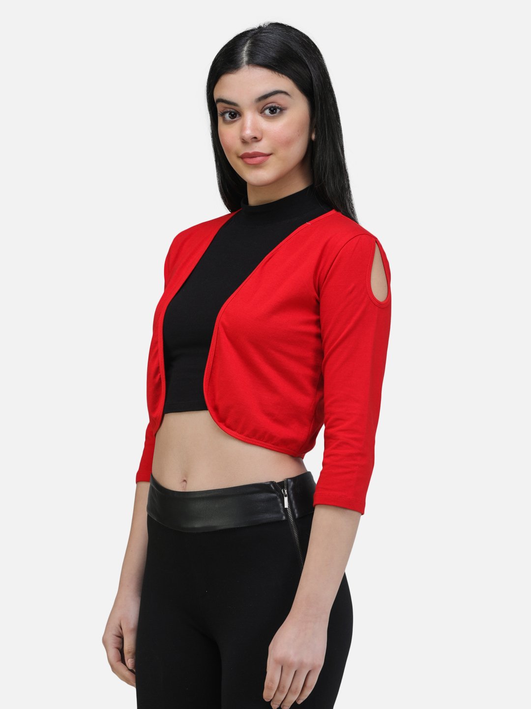 SCORPIUS RED COLD SHOULDER  SHRUG