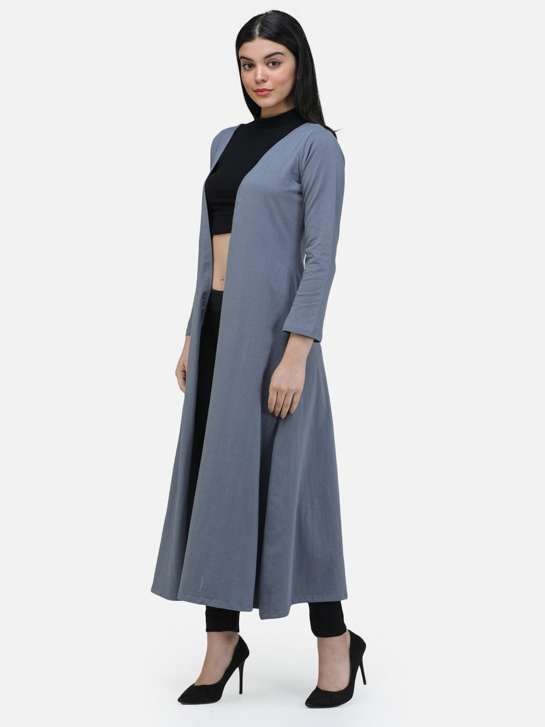 SCORPIUS GREY SOLID LONG SHRUG