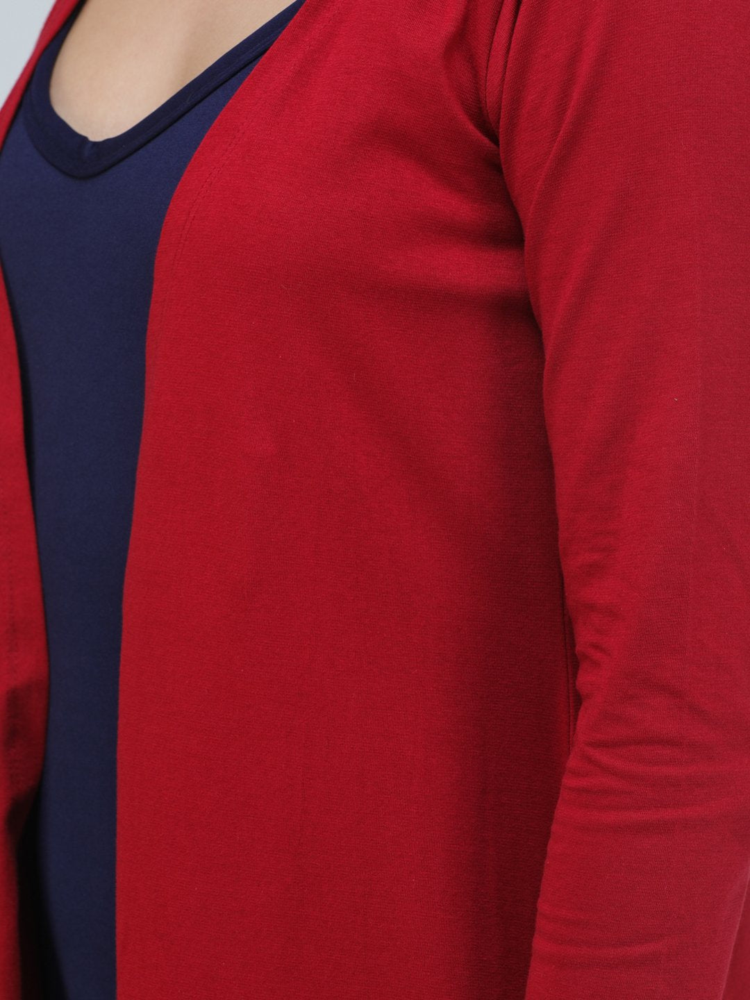 SCORPIUS MAROON SOLID LONG SHRUG