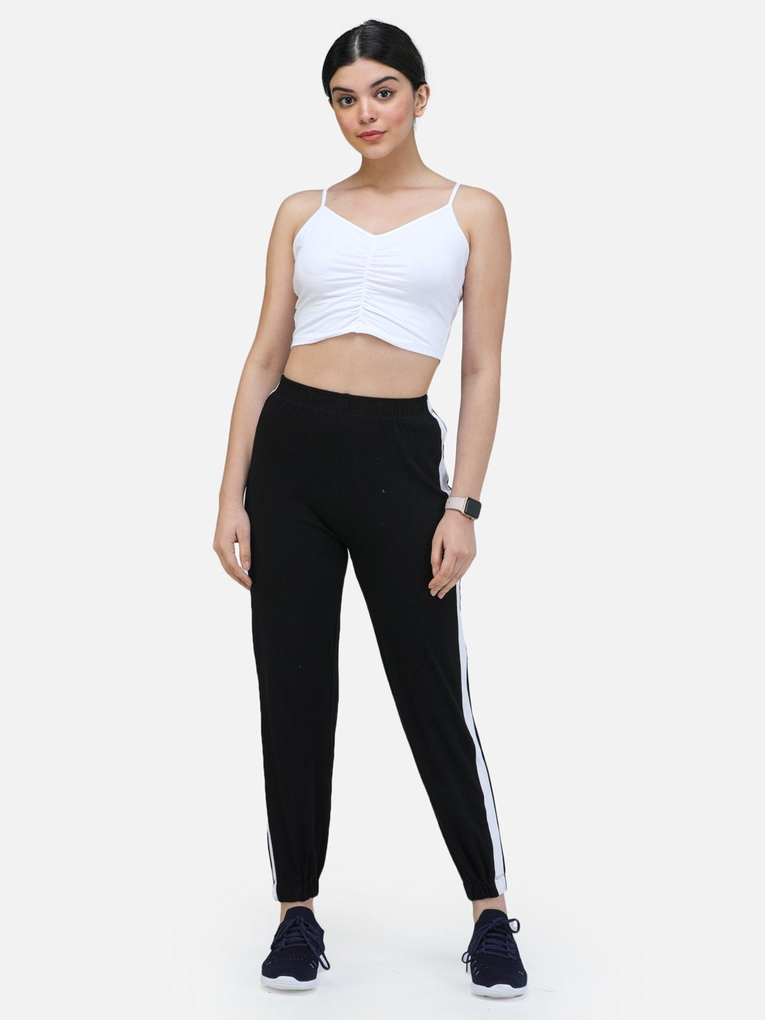 SCORPIUS BLACK TRACKPANT WITH WHITE STRAP