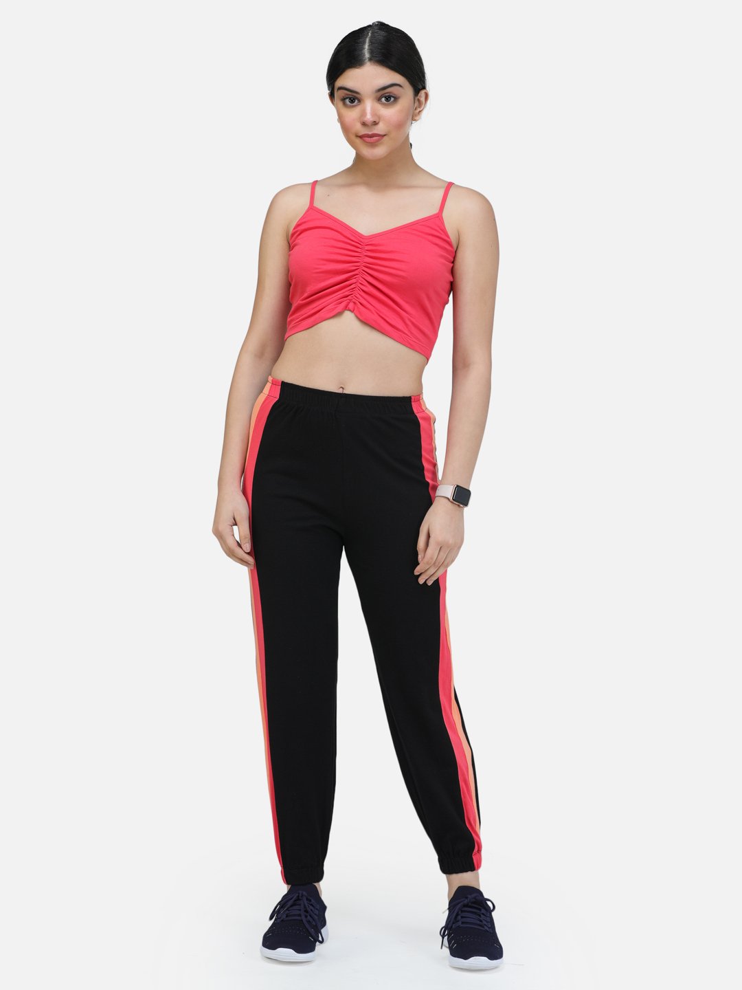 SCORPIUS BLACK TRACK PANT WITH TWO COLORED STRIPES