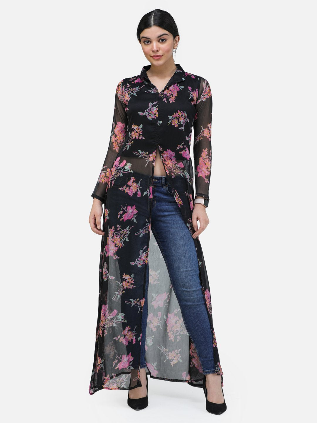 SCORPIUS BLACK COLLARED LONG TOP